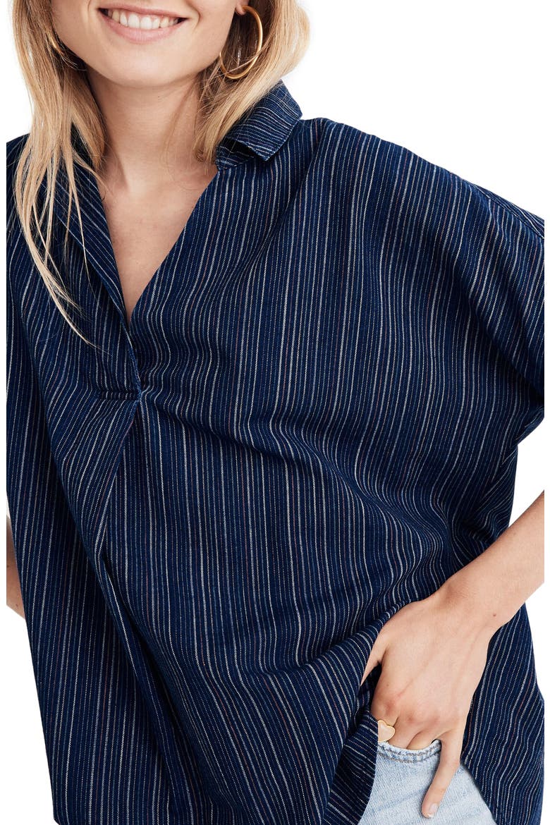 Courier Button Back Shirt in Cecile Stripe, Alternate, color, STEVIE STRIPE