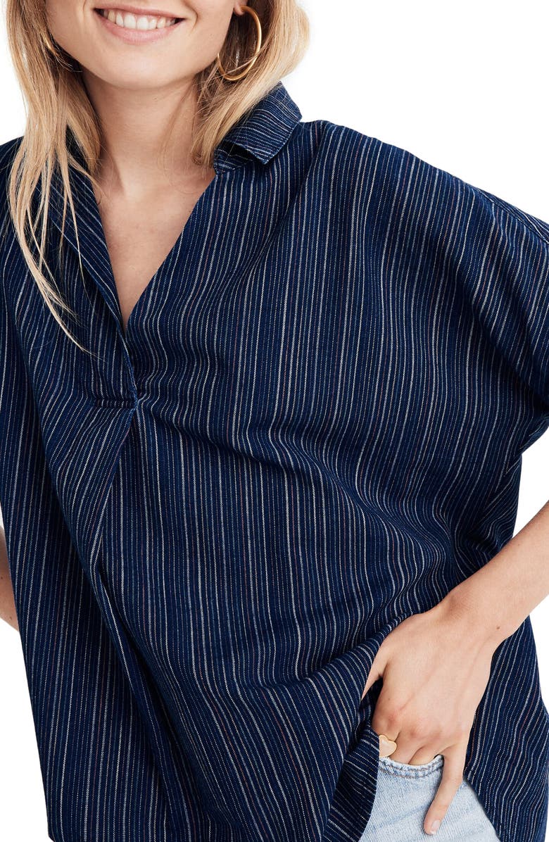 Madewell Courier Button Back Shirt in Cecile Stripe, Alternate, color, 
