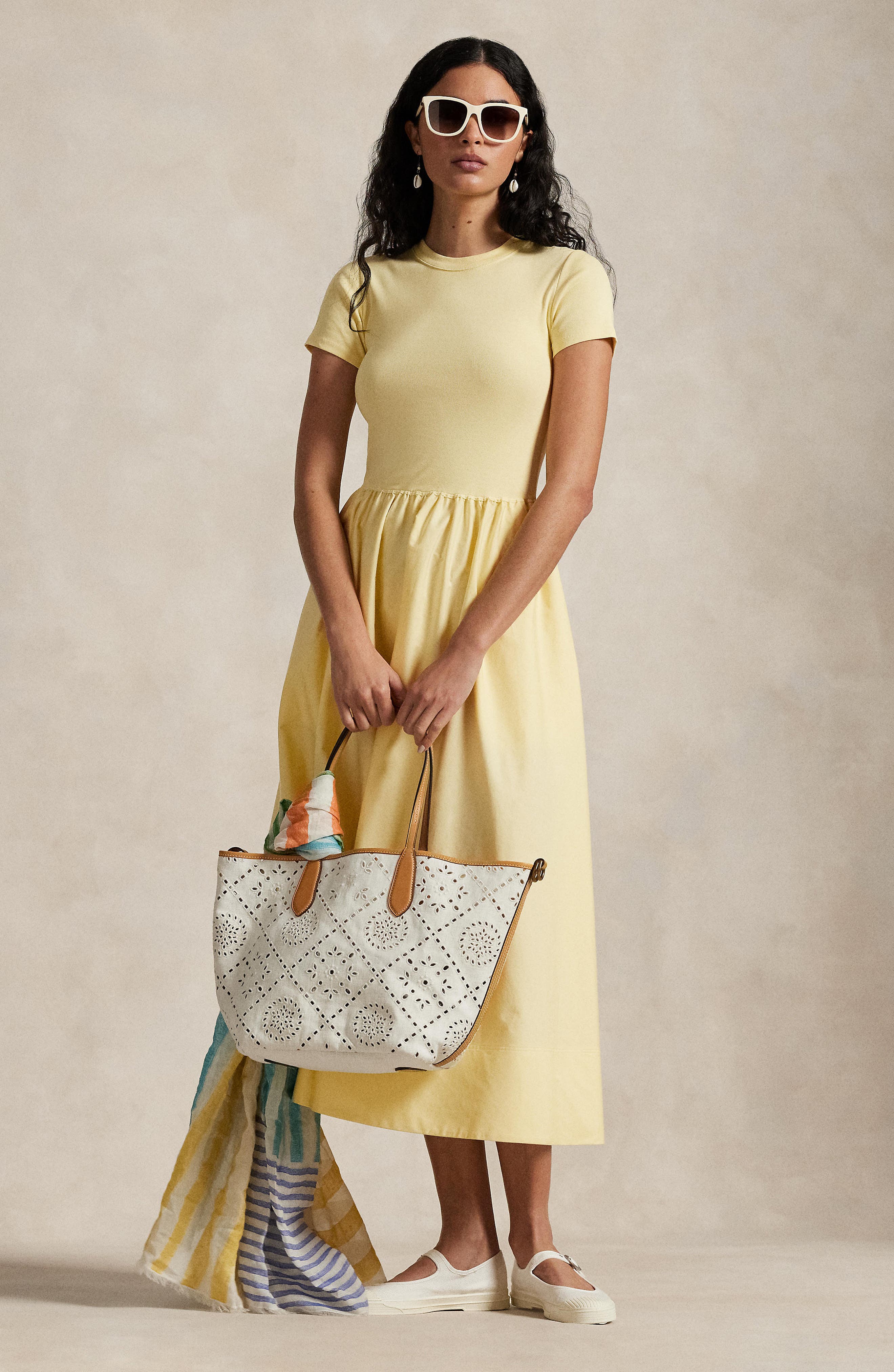 cotton short sleeve dress ralph lauren Polo Ralph Lauren Cotton Short-Sleeve Midi-Dress