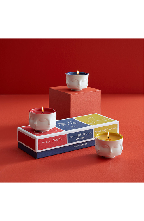Jonathan Adler Muse Couleur Votive Candle Set In Red/blue/yellow