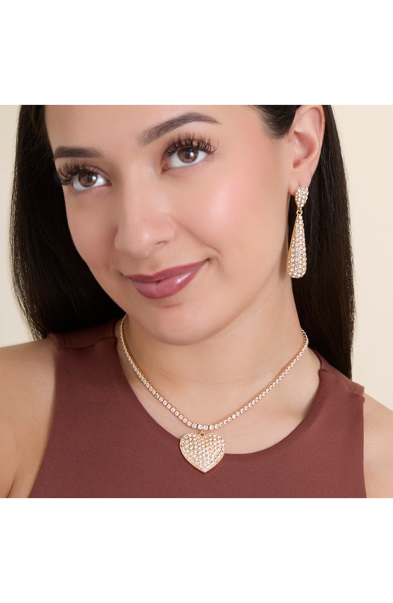 Jessica Simpson Crystal Drop Earrings, Alternate, color, Silver