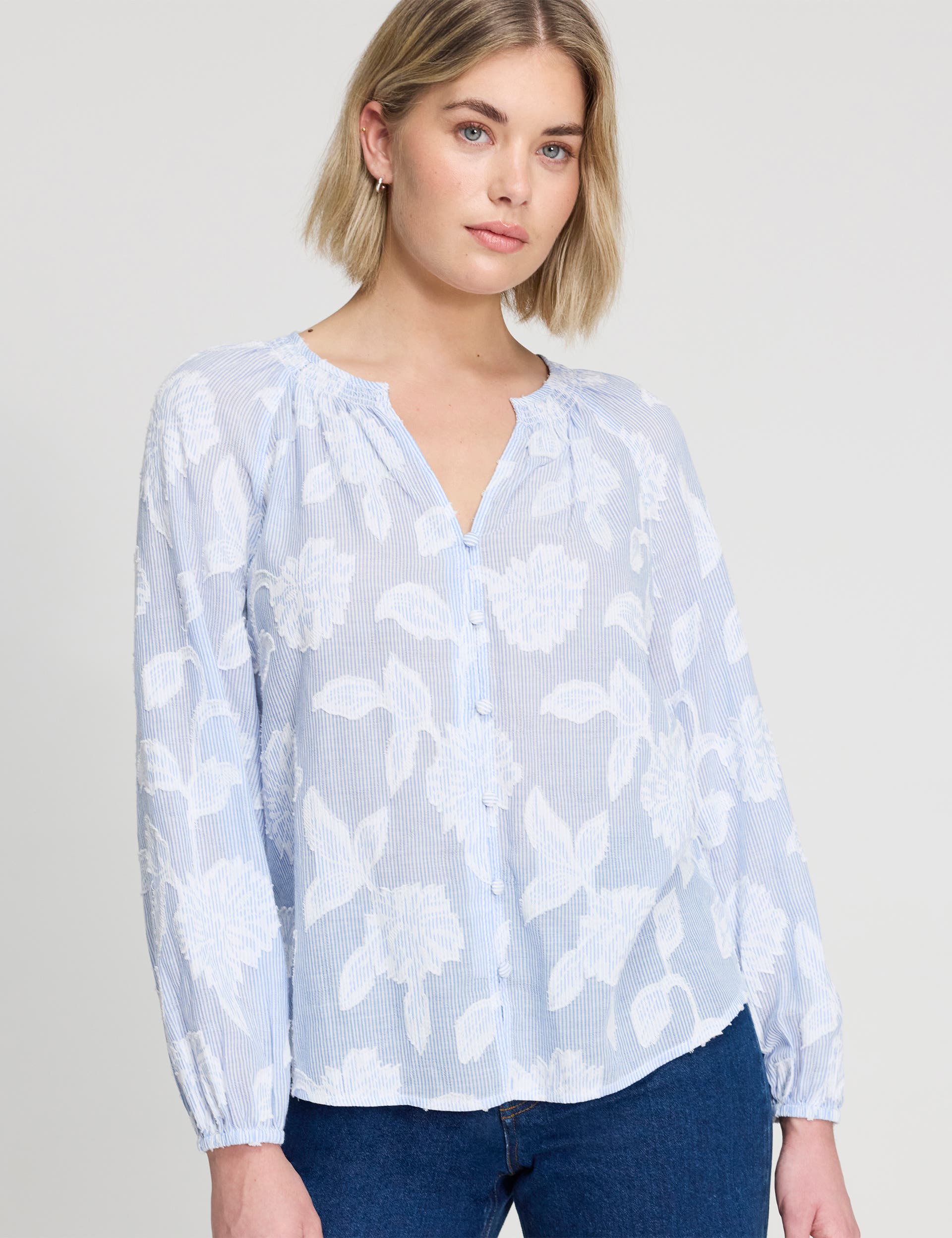selected Blue Floral Stripe