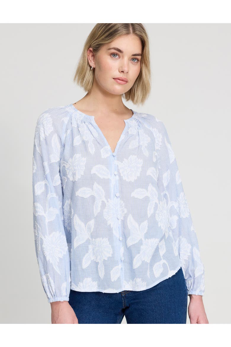 Ivie Button Through Long Sleeve Blouse, Main, color, Blue Floral Stripe