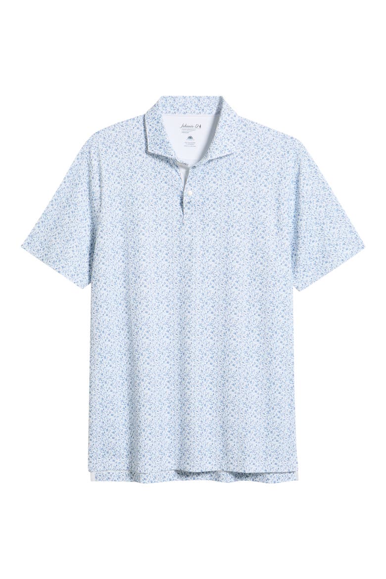 Bloom Neat Floral Performance Polo, Main, color, CARBON FIBER