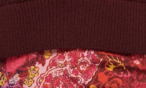 Derek Lam Gabriella Mixed Media Long Sleeve Midi Dress In Burgundy/pink Multi