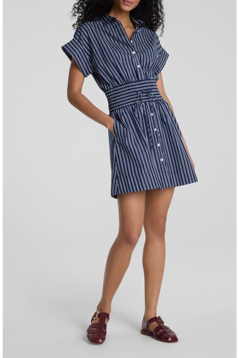 Pinstriped Supima Cotton Minidress, Main, color, TIMELESS NAVY/ CLASSIC WHITE