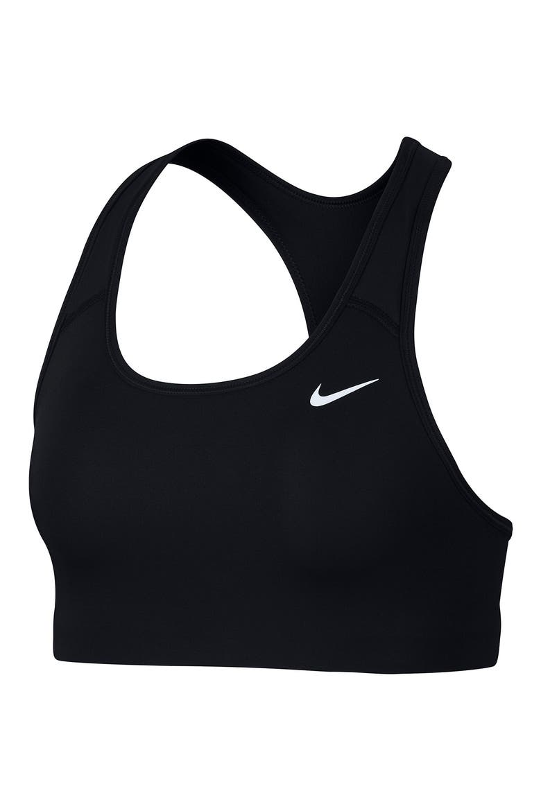 Swoosh Dri-FIT Racerback Sports Bra, Alternate, color, BLACK/ WHITE