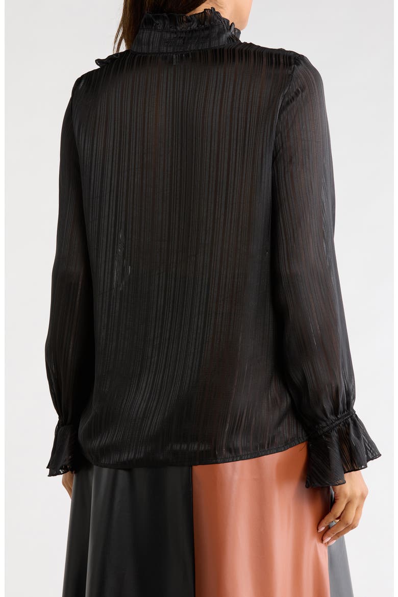 Ruffled Long Sleeve Shirt, Alternate, color, BLACK