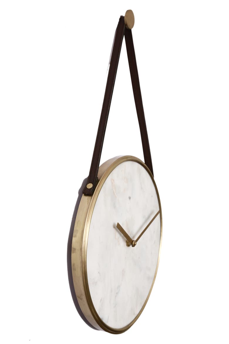 Livenna Wall Clock, Alternate, color, WHITE MARBLE