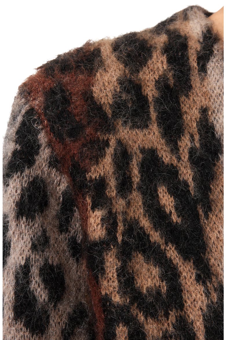 Wick Lex Leopard Jacquard Cardigan, Alternate, color, LEOPARD BROWN