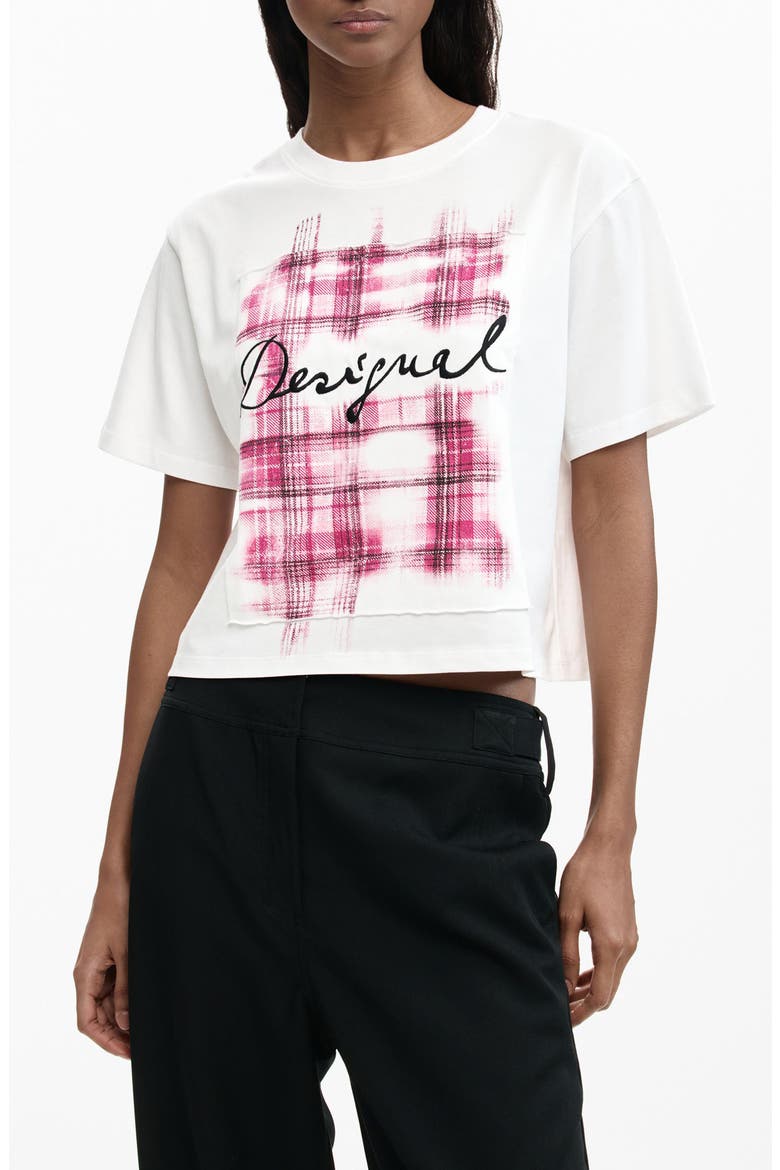 Plaid Logo Graphic T-Shirt, Main, color, WHITE