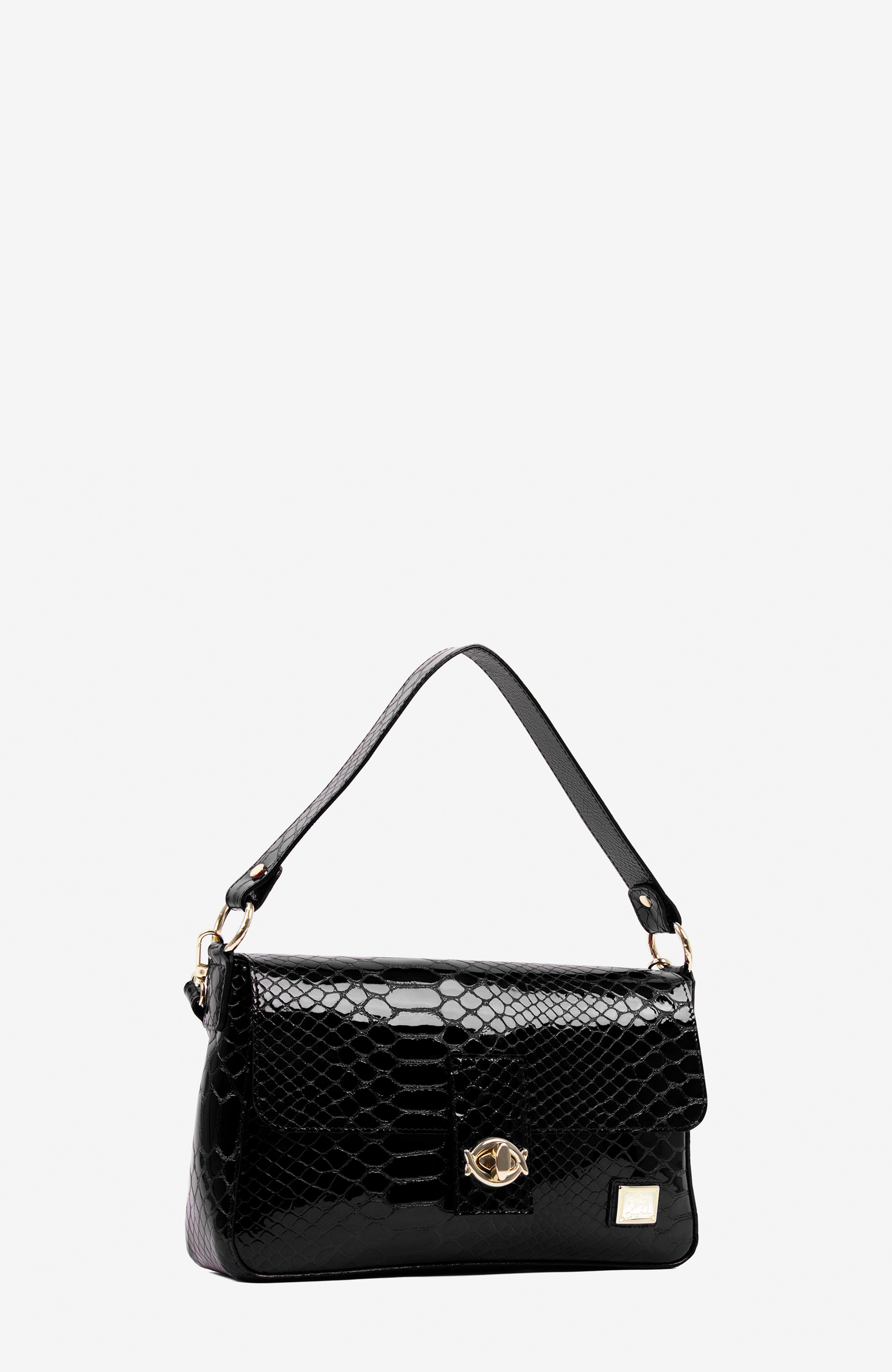 Gallop 515 Patent Leather Handbag, Alternate, color, Black