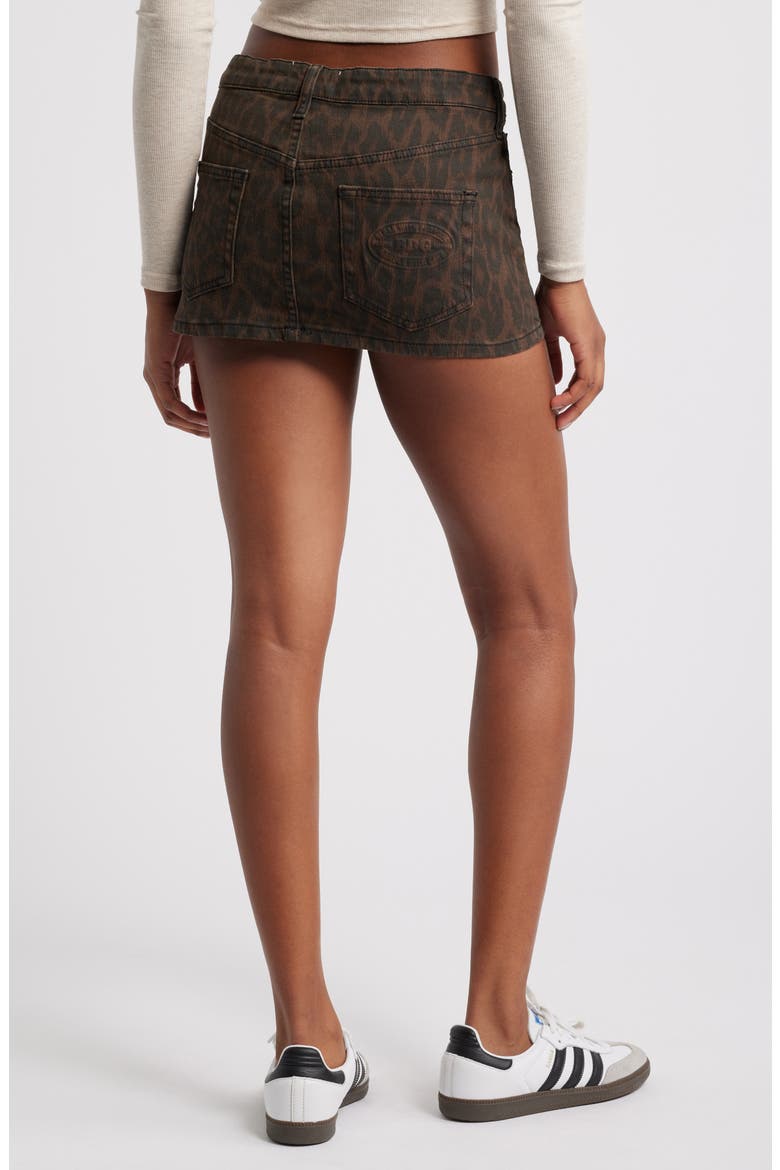 Leopard Print Low Rise Denim Ultra Miniskirt, Alternate, color, LEOPARD