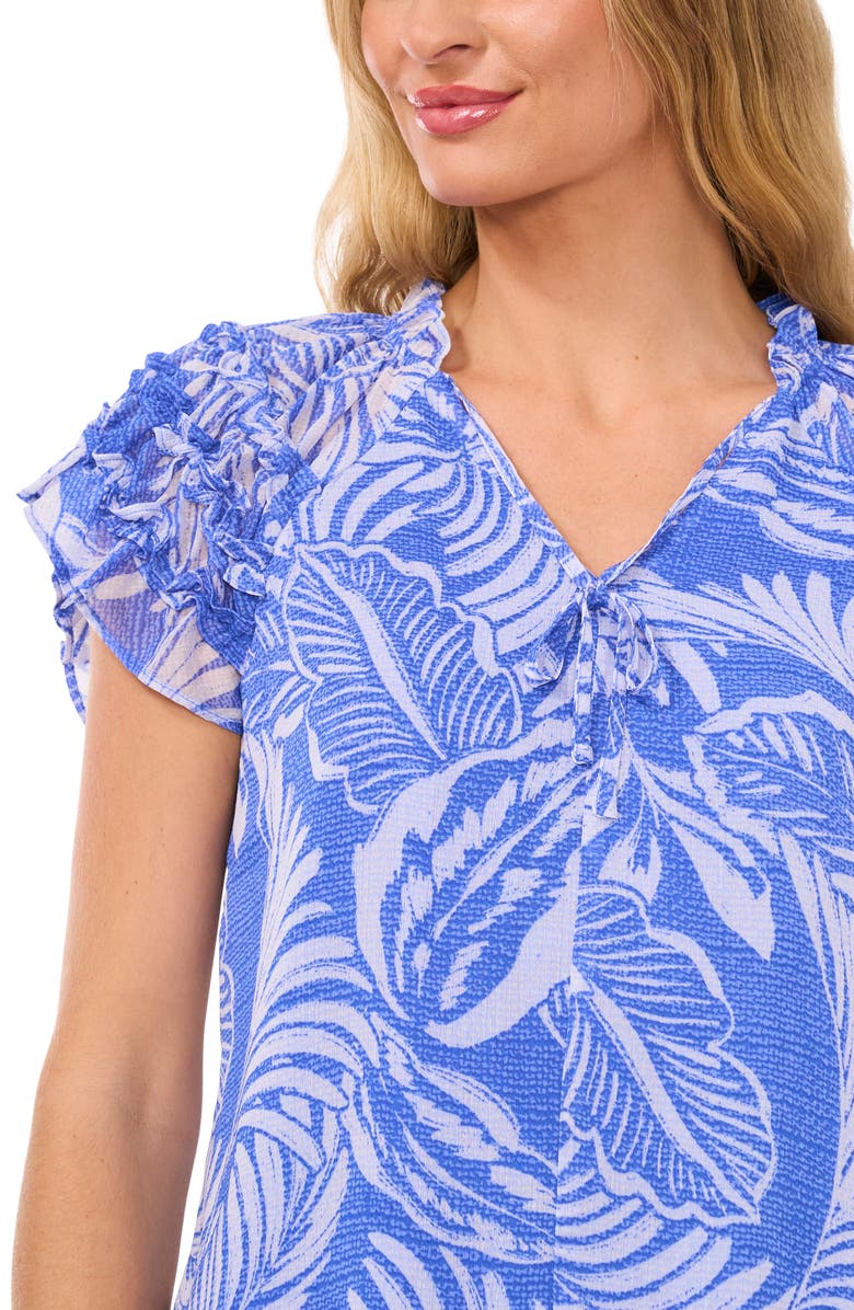 CeCe Print Ruffle Flutter Sleeve Top, Alternate, color, 