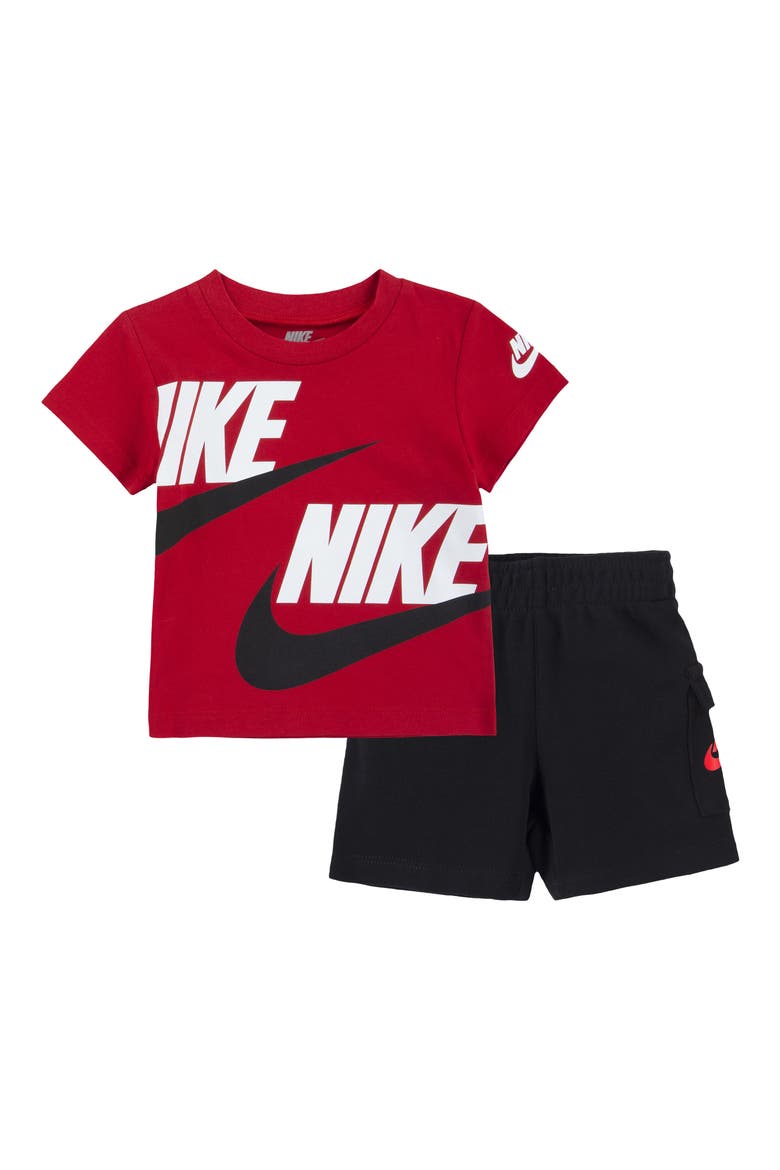 Kids' T-Shirt & Cargo Shorts Set, Main, color, BLACK