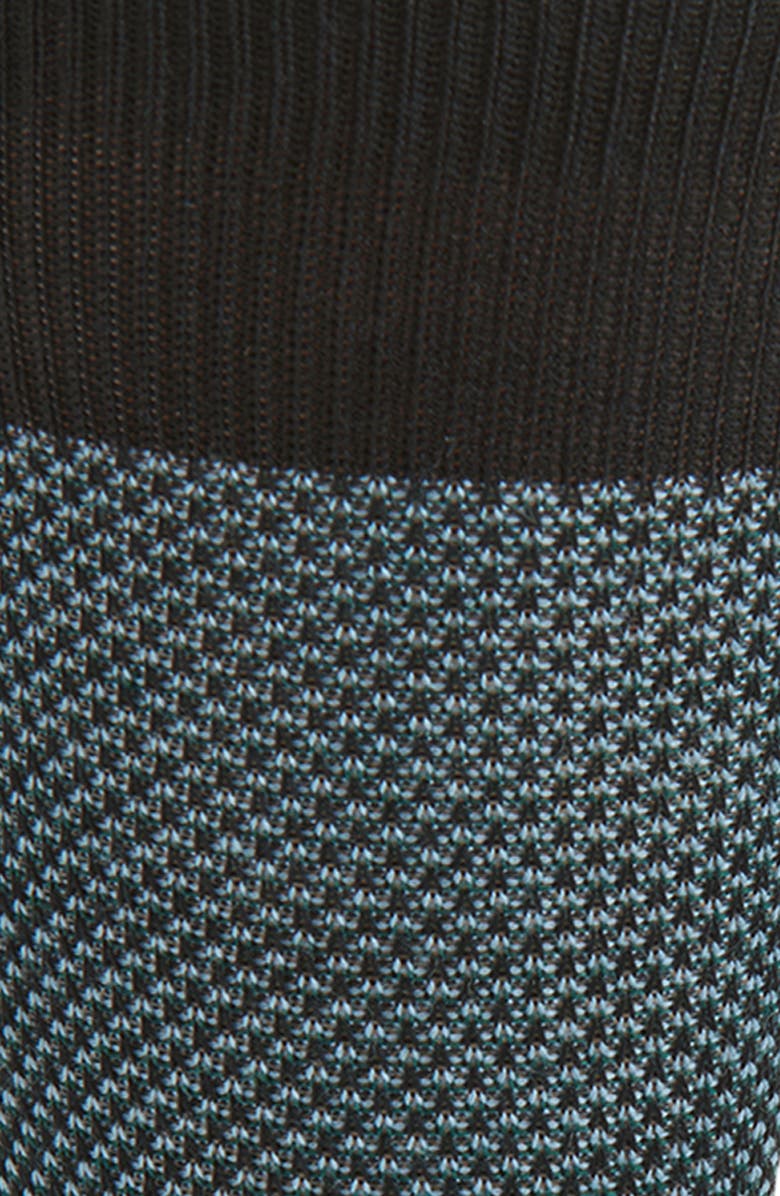 Pantherella Bird's Eye Merino Wool Blend Dress Socks, Alternate, color, Black