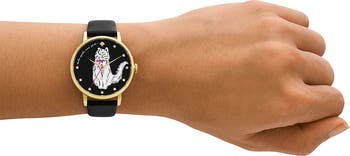 Kate Spade New York metro floral dial leather strap watch
