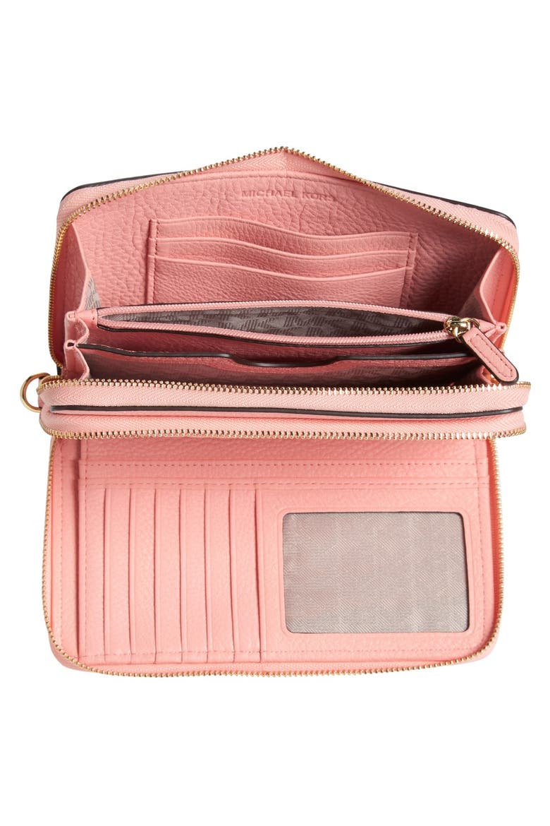'Adele' Leather Wristlet, Alternate, color, PALE PINK/ GOLD