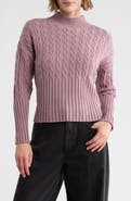 JASON WU Mock Neck Cable Knit Crop Sweater