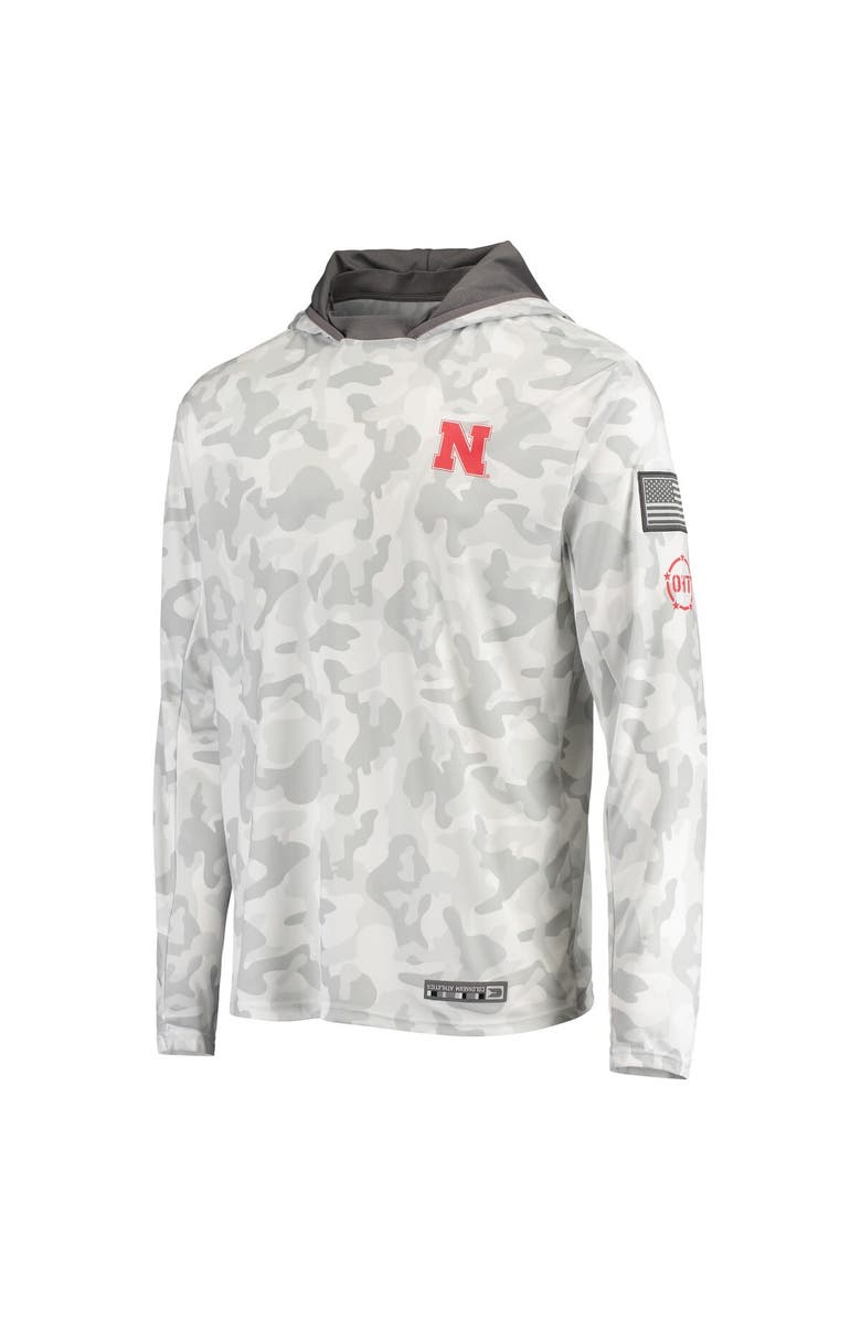 COLOSSEUM Men's Colosseum Arctic Camo Nebraska Huskers OHT Military Appreciation Long Sleeve Hoodie Top, Alternate, color, Arctic Camo