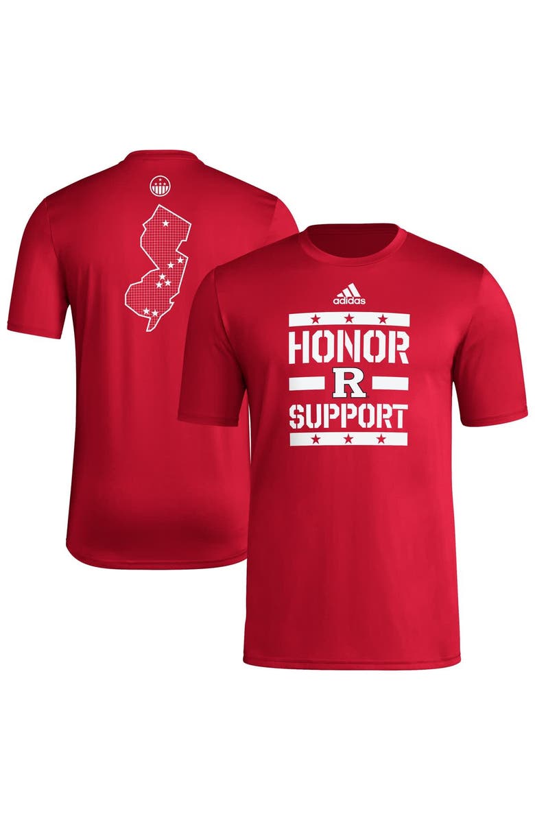 adidas Men's adidas Scarlet Rutgers Scarlet Knights Honor & Support Pre-Game T-Shirt, Main, color, Scarlet