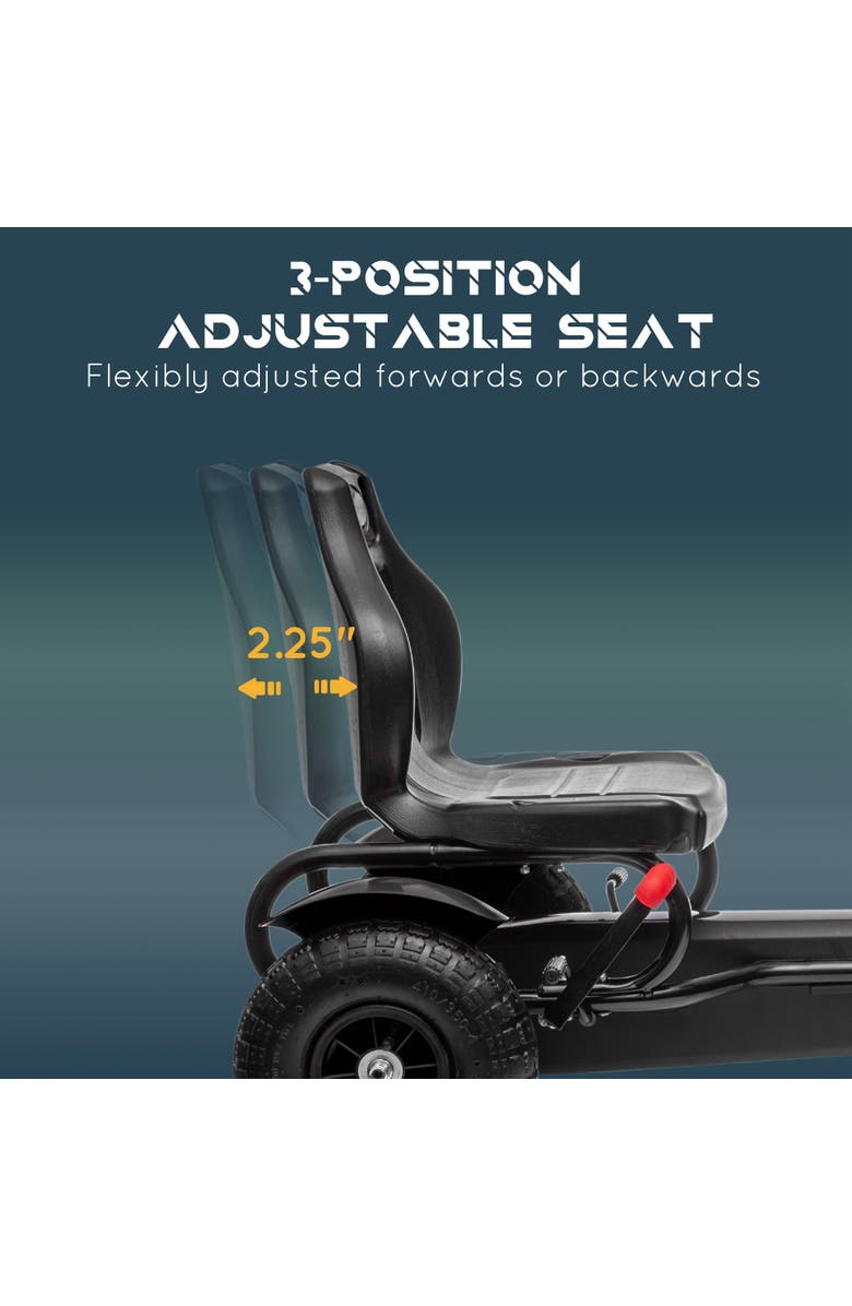 Aosom Kids Pedal Go Kart with Adjustable Seat, Handbrake, Non-Slip Rubber Wheels, Alternate, color, Black