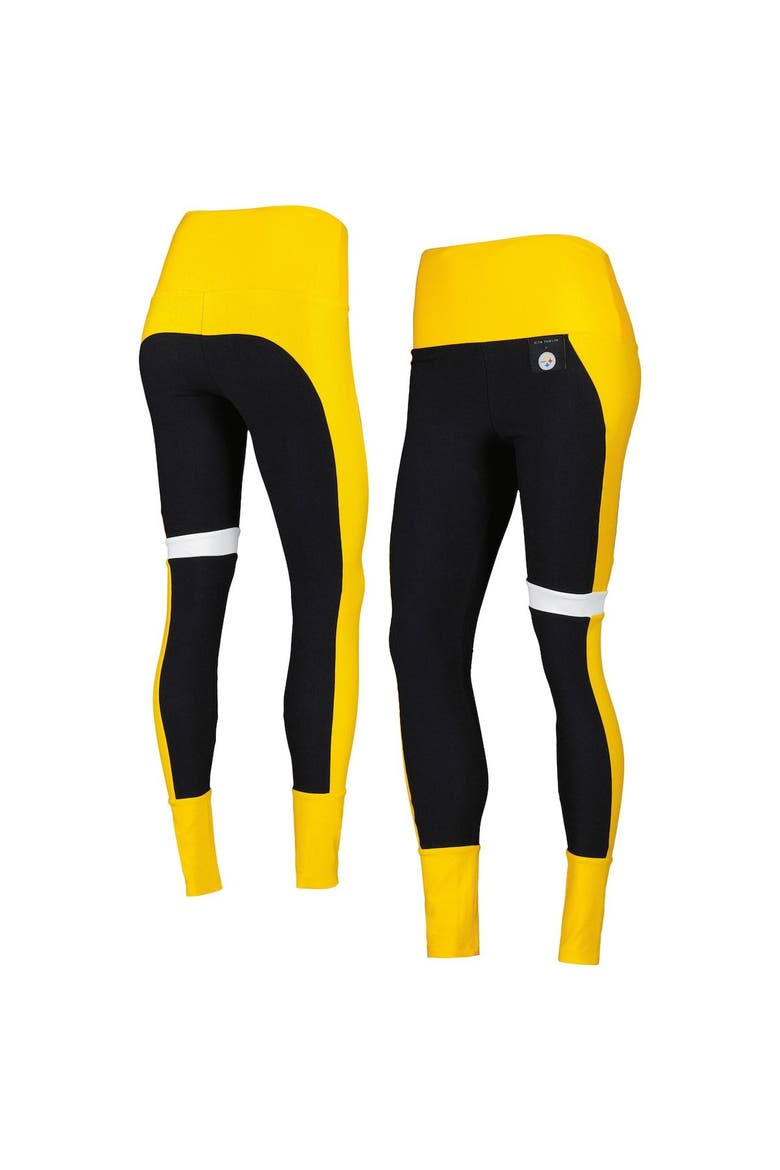 Women's KIYA TOMLIN Black/Gold Pittsburgh Steelers Colorblock Tri-Blend Leggings, Main, color, Black
