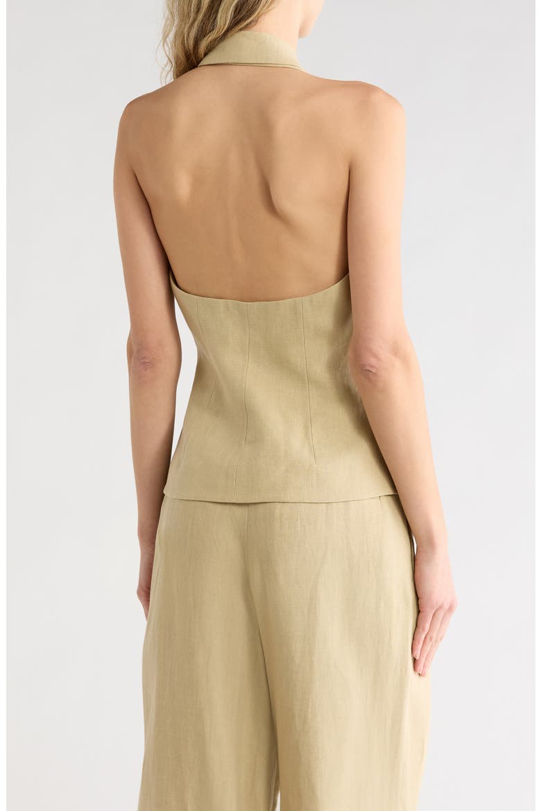 Kaitlyn Halter Neck Linen Vest, Alternate, color, SAFARI