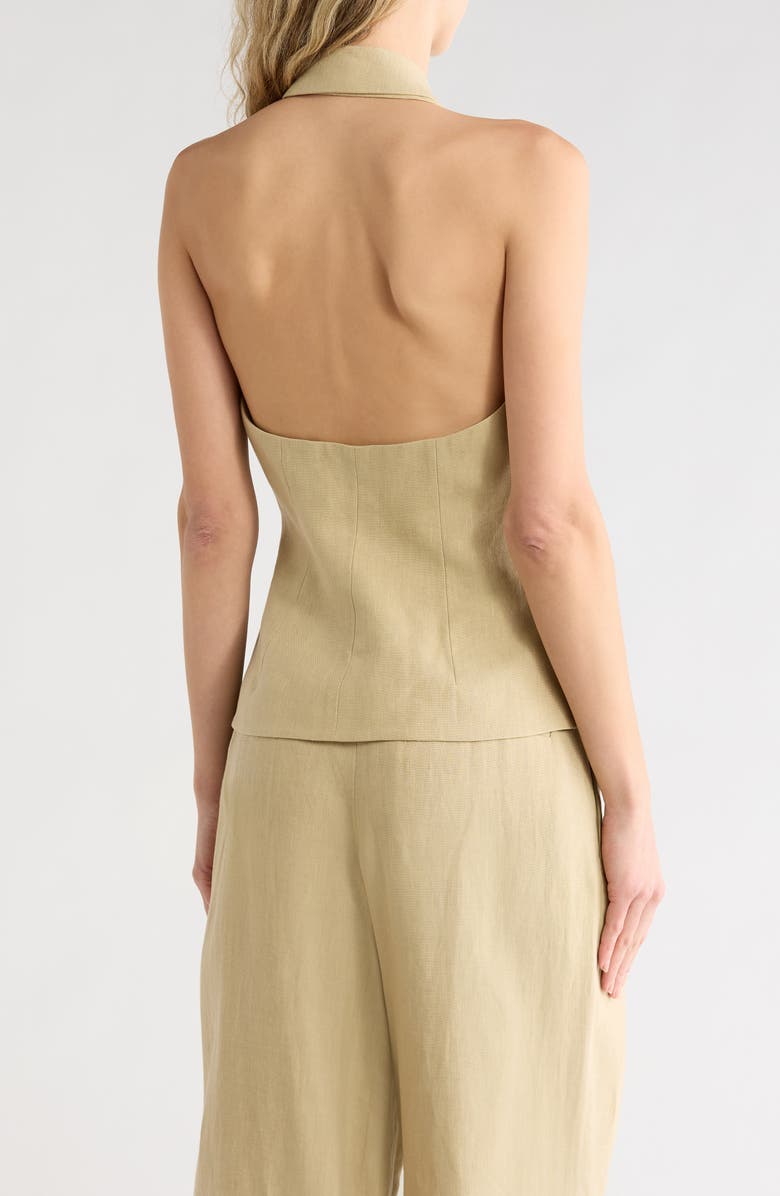 TWP Kaitlyn Halter Neck Linen Vest, Alternate, color, Safari