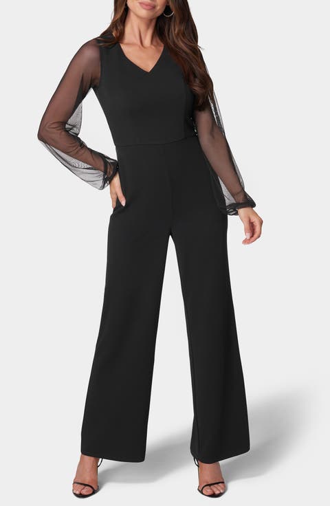 Mesh Long Sleeve Jumpsuit