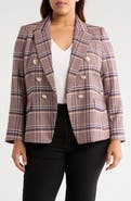 Tahari ASL Plaid Double Breasted Jacket