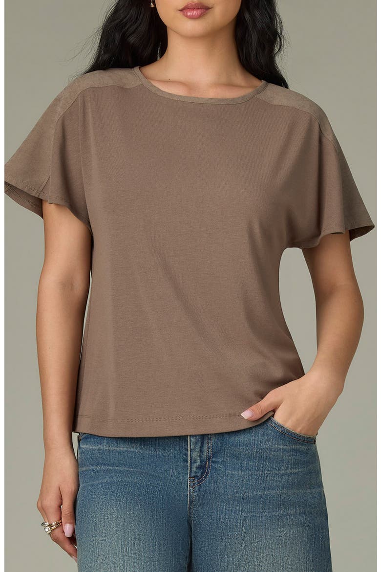 Mixed Media Knit Top, Main, color, OYSTER MUSHROOM