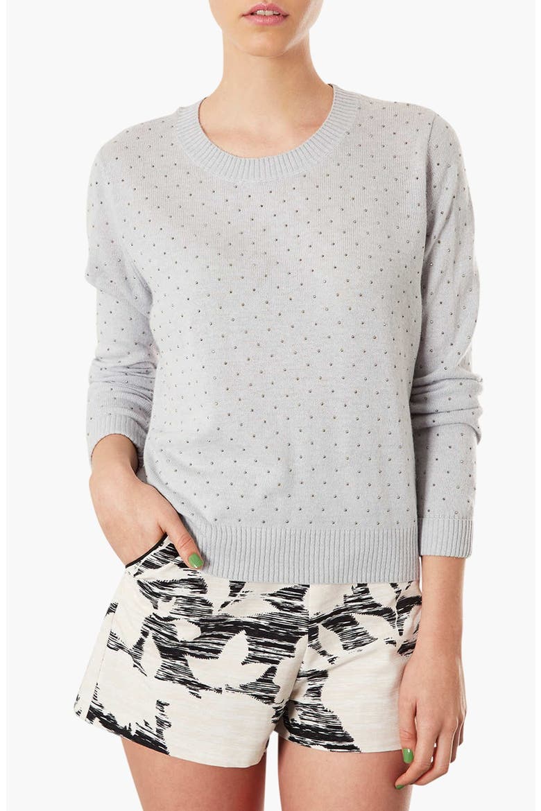 Embellished Sweater, Main, color, PALE GREY