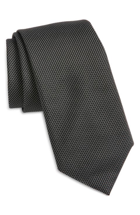 Diagonal Stripe Jacquard Silk Blend Tie