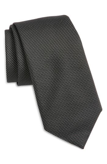 Hugo Boss Boss Diagonal Stripe Jacquard Silk Blend Tie In Black