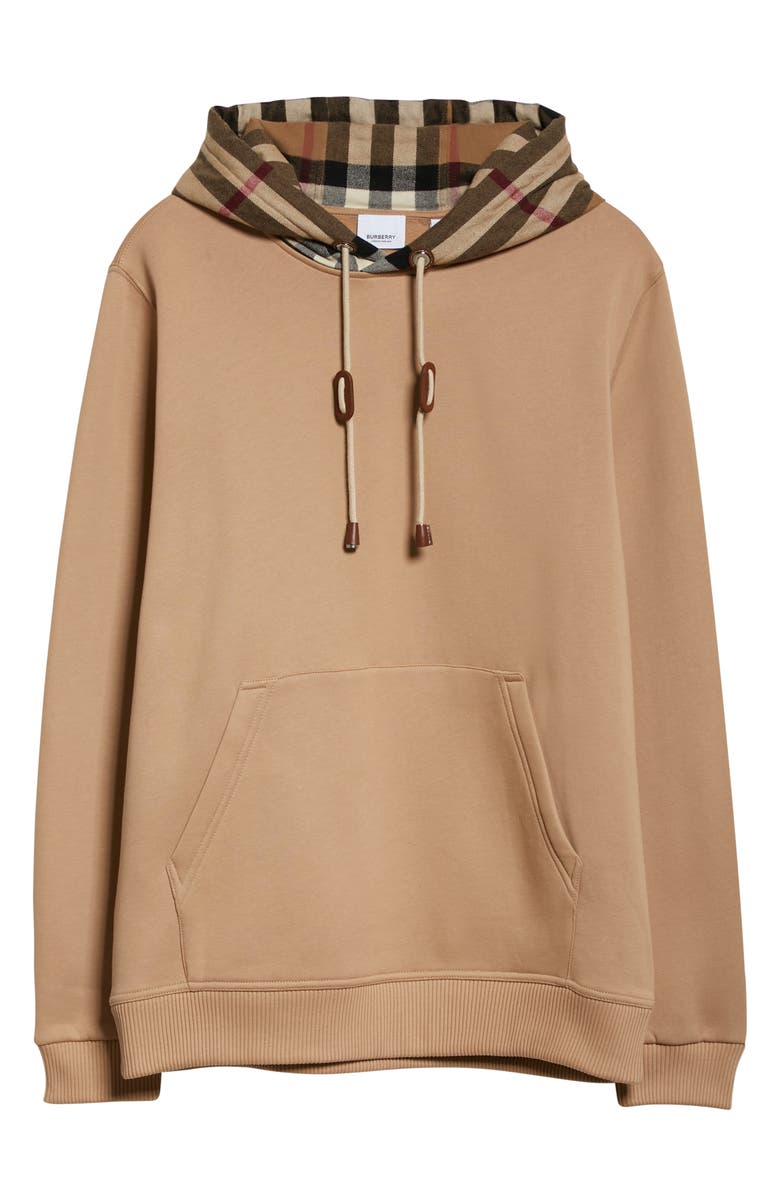 トップス Check hood cotton blend hoodie Check Hood Cotton Blend Hoodie in Black/birch brown - Men