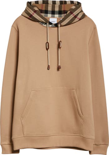 Check Hood Cotton Hoodie in Black - Men | Burberry® Official