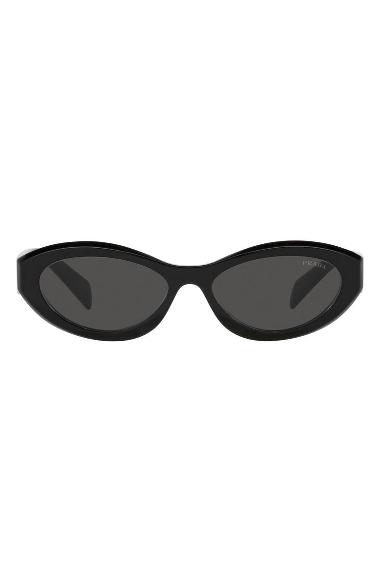 Prada 55mm Irregular Sunglasses, Main, color, Black