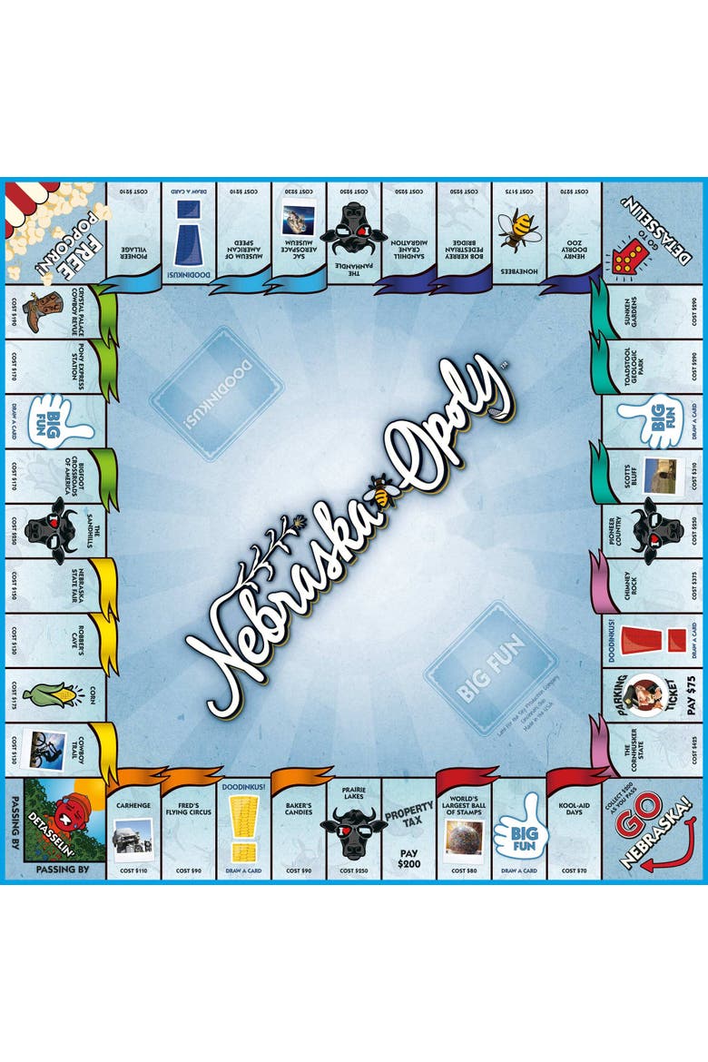 Nebraska Opoly Board Game, Alternate, color, Multicolored