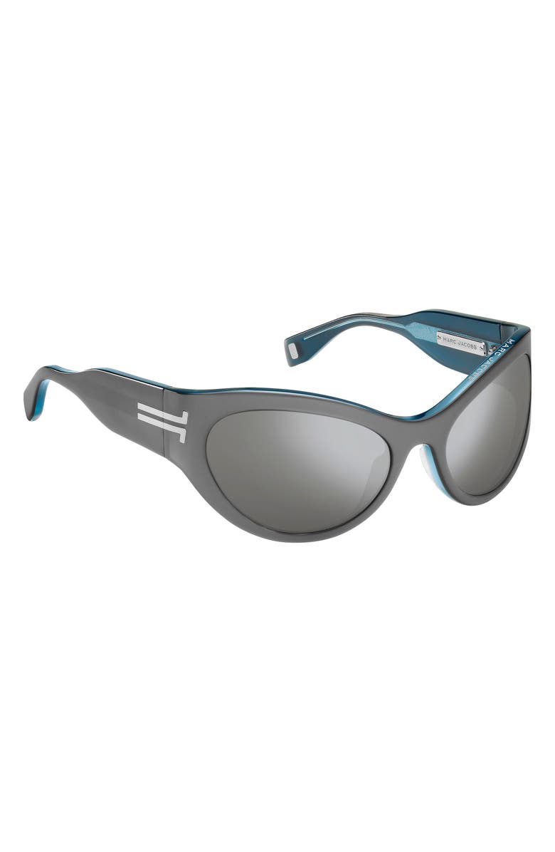 Marc Jacobs 61mm Wrap Cat Eye Sunglasses, Alternate, color, Silver/ Silver Mirror