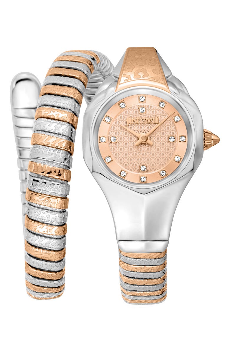 Just Cavalli Snake Wraparound Bracelet Watch, 22mm x 35mm, Main, color,
