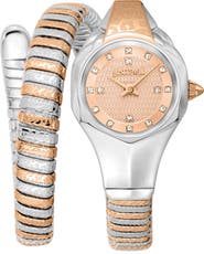 Just Cavalli Snake Wraparound Bracelet Watch, 22mm x 35mm