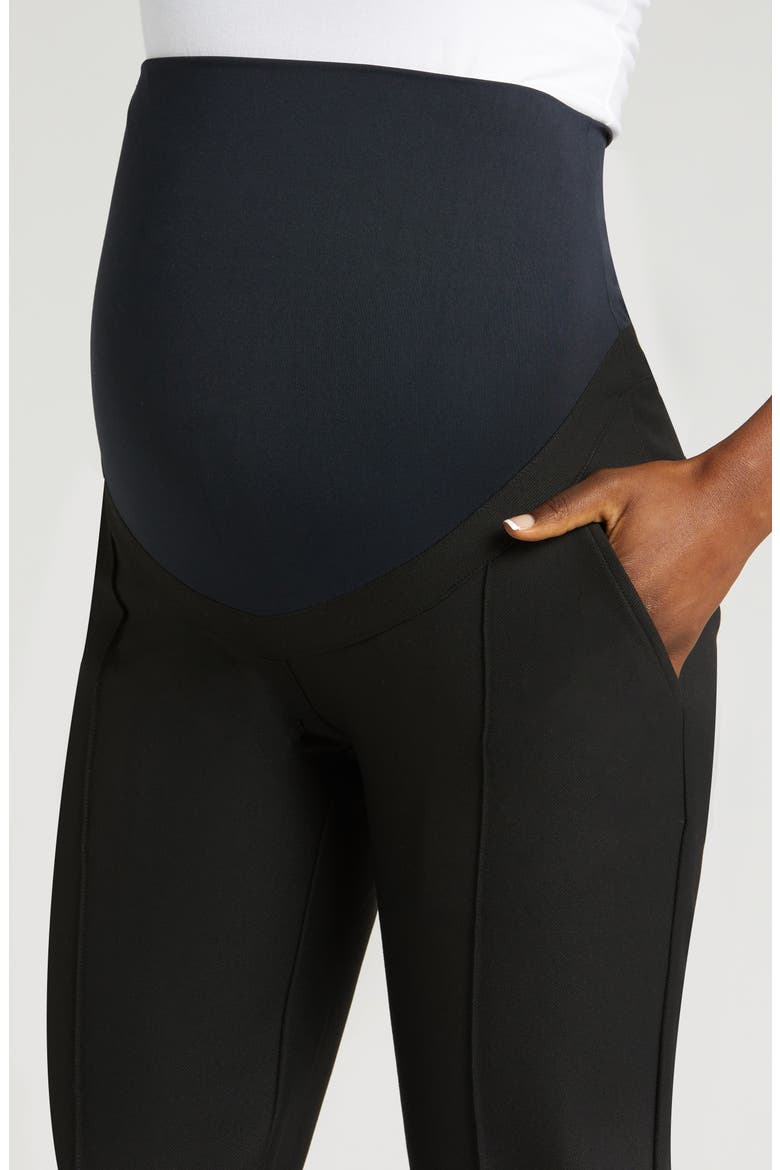 Women's Slim Leg Over-Belly Maternity Dress Pants in Black Italian Stretch Suiting Fabric, Alternate, color, BLACK