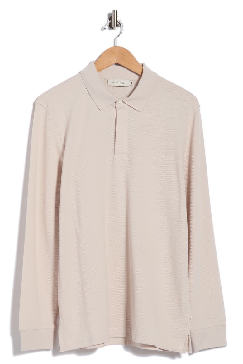 Honeycomb Knit Long Sleeve Polo, Alternate, color, STONE