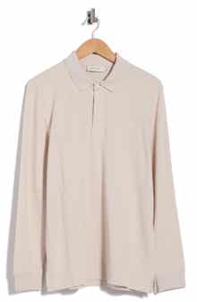 Honeycomb Knit Long Sleeve Polo