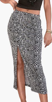 LASCANA Women's Ruched Slit Midi Skirt