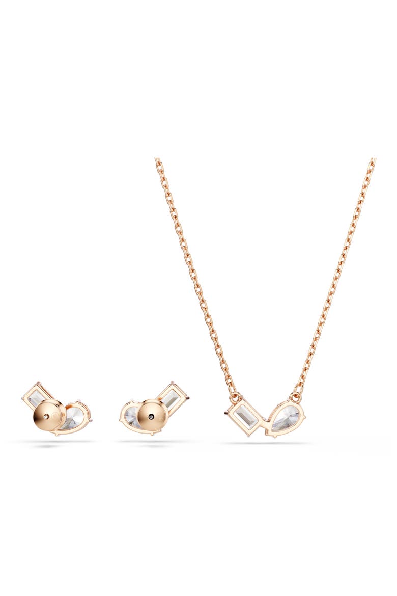 Mesmera Moi et Toi Earrings & Necklace Set, Alternate, color, ROSE GOLD/ WHITE