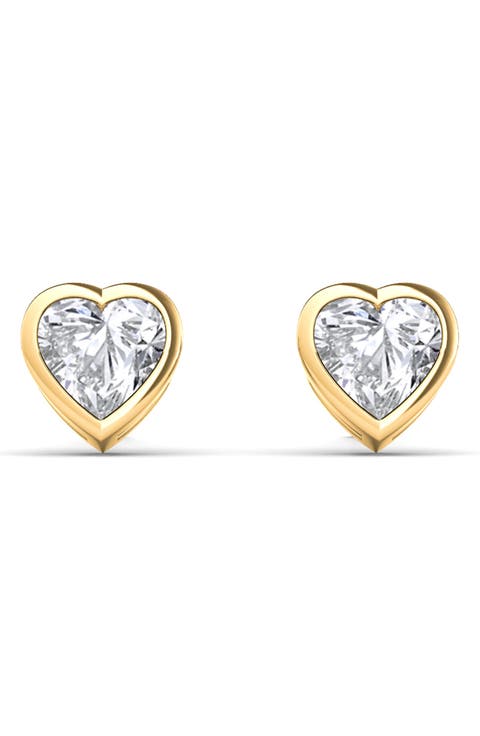 Lab Created Diamond Heart Stud Earrings