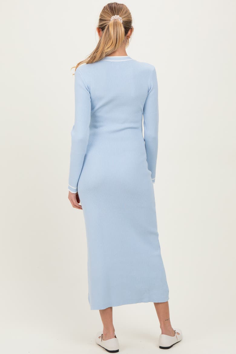 Tie Neck Sweater Midi Dress, Alternate, color, Light Blue