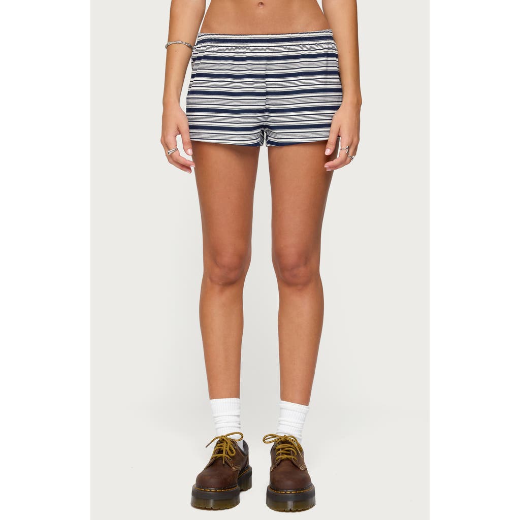 Edikted Glennon Stripe Low Rise Shorts In Black